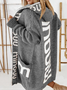 Cardigans Décontracté Hiver Lettres de texte Sweat-shirt à Capuche Manches Longues Mi-long Épaissi Droit Élasticité moyenne pour Femmes