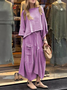 Deux Pièces Ensembles Femmes Décontracté Plain Printemps / Automne Polyester Col V Ample Manches trois quarts Top Avec Pantalons Régulier