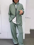 Deux Pièces Ensembles Femmes Décontracté Plain Printemps / Automne Polyester Naturel Micro-élasticité Manches Longues Manteau avec Pantalons Régulier