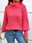 Pulls Femmes Décontracté Plain Printemps / Automne Quotidien Ample Col Roulé Régulier Droit Régulier