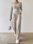 Deux Pièces Ensembles Décontracté Plain Printemps / Automne Zip Quotidien Ample Jersey Manches Longues Top Avec Pantalons pour Femmes