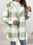 Sweat-shirt à Capuche Manches Longues Régulier Plaid Blouson pour Femmes