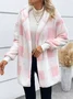 Sweat-shirt à Capuche Manches Longues Régulier Plaid Blouson pour Femmes