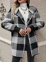 Sweat-shirt à Capuche Manches Longues Régulier Plaid Blouson pour Femmes