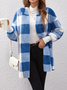 Sweat-shirt à Capuche Manches Longues Régulier Plaid Blouson pour Femmes