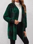 Sweat-shirt à Capuche Manches Longues Régulier Plaid Blouson pour Femmes