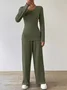 Deux Pièces Ensembles Décontracté Plain Printemps / Automne Zip Quotidien Ample Jersey Manches Longues Top Avec Pantalons pour Femmes