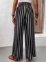 Pantalons Rayé Décontracté Printemps / Automne Polyester Naturel Quotidien Ample Long Droit pour Femmes