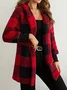 Sweat-shirt à Capuche Manches Longues Régulier Plaid Blouson pour Femmes