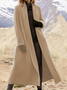 à Col Revers Manches Longues Régulier Plain Manteau Boutonné pour Femmes