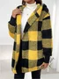 Sweat-shirt à Capuche Manches Longues Régulier Plaid Blouson pour Femmes