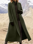 à Col Revers Manches Longues Régulier Plain Manteau Boutonné pour Femmes