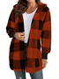 Sweat-shirt à Capuche Manches Longues Régulier Plaid Blouson pour Femmes