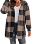 Sweat-shirt à Capuche Manches Longues Régulier Plaid Blouson pour Femmes