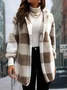 Sweat-shirt à Capuche Manches Longues Régulier Plaid Blouson pour Femmes