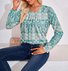 Chemisiers1 Décontracté Floral Printemps / Automne Col Carré Quotidien Brillant Régulier Droit Régulier pour Femmes