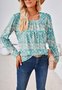 Chemisiers1 Décontracté Floral Printemps / Automne Col Carré Quotidien Brillant Régulier Droit Régulier pour Femmes