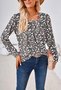 Chemisiers1 Décontracté Floral Printemps / Automne Col Carré Quotidien Brillant Régulier Droit Régulier pour Femmes