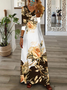 Femmes Floral Jaune Col V Confortable Robe Maxi Décontracté