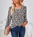 Chemisiers1 Décontracté Floral Printemps / Automne Col Carré Quotidien Brillant Régulier Droit Régulier pour Femmes