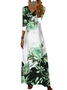 Femmes Floral Jaune Col V Confortable Robe Maxi Décontracté
