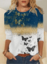 T-shirts Décontracté Bloc de Couleur Printemps / Automne Quotidien Ample Jersey Col Rond Régulier Régulier pour Femmes