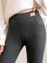Pantalons De Yoga Femmes Décontracté Plain Hiver Naturel à Haute Élasticité Serré Long Collant en Toison