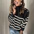 Pulls Femmes Rayé Décontracté Printemps / Automne Quotidien Ample Manches Longues Fil/fil de laine Droit Régulier