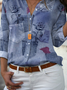 Chemises Femmes Décontracté Floral Printemps / Automne Polyester Léger Aucune élasticité Manches trois quarts Droit Col de Chemise