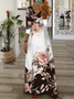 Femmes Floral Jaune Col V Confortable Robe Maxi Décontracté