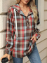à Capuche Décontracté Printemps / Automne Plaid Sweat-shirt à Capuche Naturel Aucune élasticité Manches Longues Droit Régulier pour Femmes