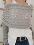 Pulls Boho Plain Printemps / Automne Acrylique Micro-élasticité Coupe Régulière Manches Longues O-Ligne À Épaules Dénudées pour Femmes