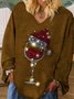Chemisiers1 Femmes Décontracté Printemps / Automne Verre à Vin de Noël Micro-élasticité Quotidien Ample Jersey Manches Longues Régulier