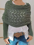 Pulls Boho Plain Printemps / Automne Acrylique Micro-élasticité Coupe Régulière Manches Longues O-Ligne À Épaules Dénudées pour Femmes