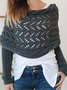 Pulls Boho Plain Printemps / Automne Acrylique Micro-élasticité Coupe Régulière Manches Longues O-Ligne À Épaules Dénudées pour Femmes