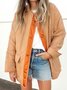 Col Rond Manches Longues Poids lourd Plain Blouson Aviateur Blouson pour Femmes
