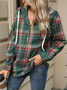 à Capuche Décontracté Printemps / Automne Plaid Sweat-shirt à Capuche Naturel Aucune élasticité Manches Longues Droit Régulier pour Femmes
