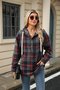 à Capuche Décontracté Printemps / Automne Plaid Sweat-shirt à Capuche Naturel Aucune élasticité Manches Longues Droit Régulier pour Femmes