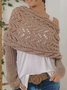 Pulls Boho Plain Printemps / Automne Acrylique Micro-élasticité Coupe Régulière Manches Longues O-Ligne À Épaules Dénudées pour Femmes