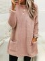 Femmes Plain Noir Col Rond Confortable Robe Mi-Longue Décontracté