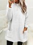 Femmes Plain Noir Col Rond Confortable Robe Mi-Longue Décontracté