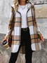 Élasticité moyenne Sweat-shirt à Capuche Manches Longues Régulier Plaid Manteau pour Femmes