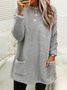Femmes Plain Noir Col Rond Confortable Robe Mi-Longue Décontracté