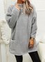 Femmes Plain Noir Col Rond Confortable Robe Mi-Longue Décontracté
