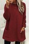 Femmes Plain Noir Col Rond Confortable Robe Mi-Longue Décontracté
