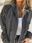 Sweat-shirt à Capuche Manches Longues Régulier Plain Blouson Aviateur Blouson Zip pour Femmes