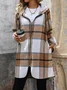 Élasticité moyenne Sweat-shirt à Capuche Manches Longues Régulier Plaid Manteau pour Femmes
