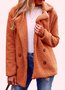 à Col Revers Manches Longues Poids lourd Plain Veste en flanelle Caniche Blouson pour Femmes