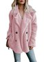 à Col Revers Manches Longues Poids lourd Plain Veste en flanelle Caniche Blouson pour Femmes