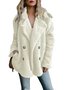 à Col Revers Manches Longues Poids lourd Plain Veste en flanelle Caniche Blouson pour Femmes